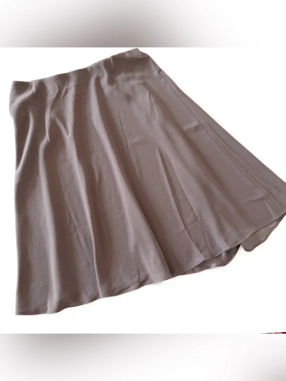 Spanx Skirt Womens XL Taupe Smoke Asymmetric Crepe Midi New